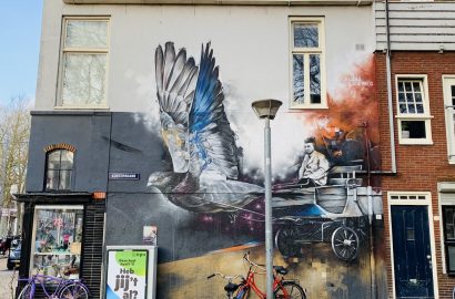 street art op muur in centrum Groningen