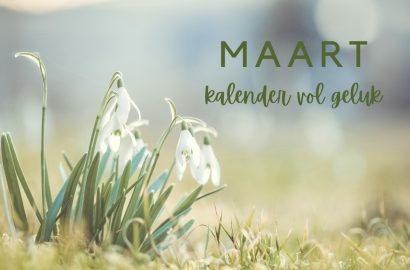 Sneeuwklokjes als coverfoto bij kalender vol geluk, maart 2024, geluksmaart