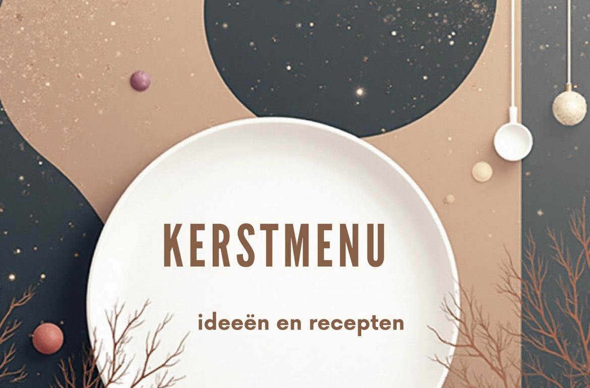 Italiaans kerstmenu recepten en ideeën blogpost met illustratie in kerststemming met bord met letters