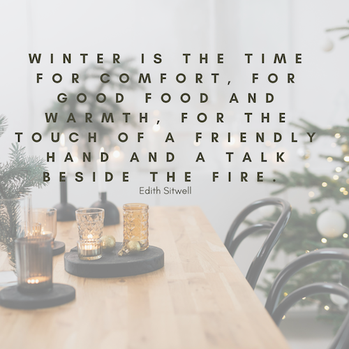 winter is the time for comfort, for good food and warmt for the touch of a friendly hand and a talk aside the fire