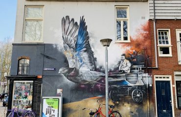 street art op muur in centrum Groningen