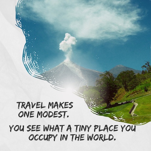 quotes over reizen met afbeelding vulkaan Guatemala