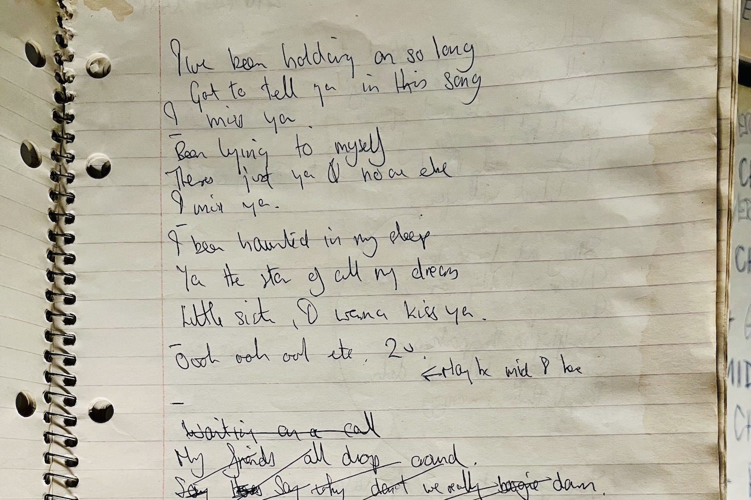 Songtekst Miss You handschrift Mick Jagger