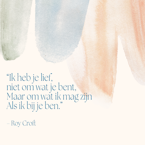 Quote van Robert Craft op een pastelkleurige achtergrond over de liefde