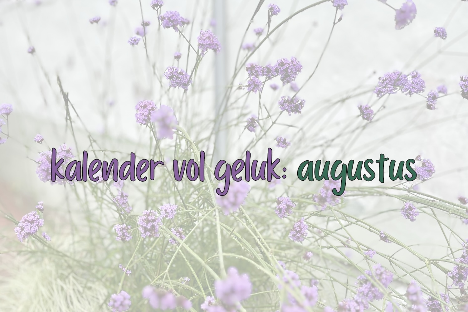 bloemenachtergrond met tekst kalender vol geluk: augustus